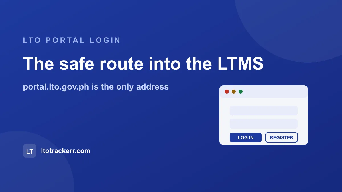 lto portal login screen with register and log in options